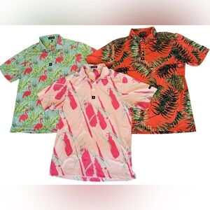 Bad Birdie Men’s Tropical Trio Polo Pack - Pink, Mint & Orange Prints
